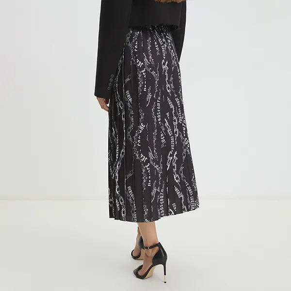 Chân Váy Nữ Versace Jeans Couture Pleated Skirt 77HAE8A5 NS525 899 Màu Đen/Trắng Size 42