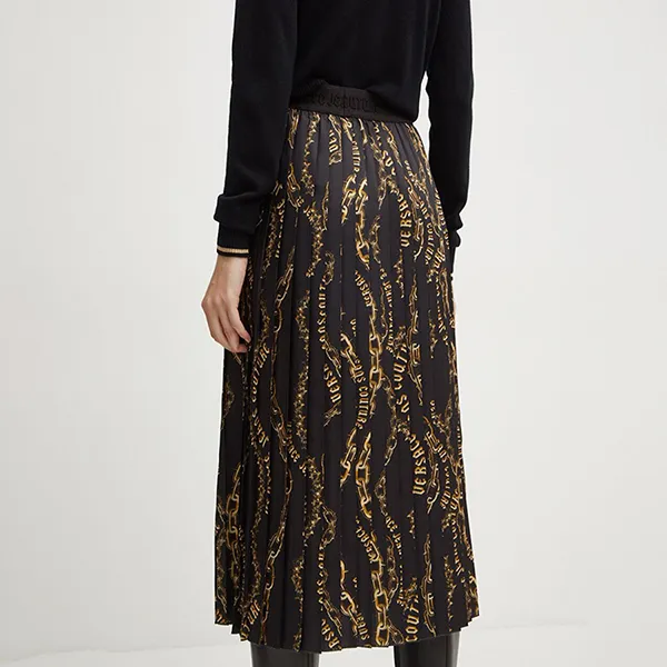 Chân Váy Nữ Versace Jeans Couture Pleated Skirt 77HAE8A5 NS525 G89 Màu Đen/Vàng Size 42