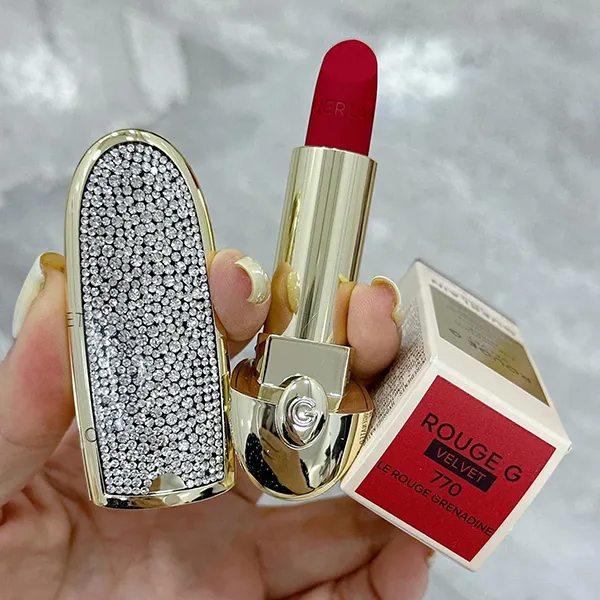 Combo Vỏ Son + Son Guerlain Rouge G Refill Velvet 770 Le Rouge Grenadine Màu Đỏ Hồng - Son Môi - Vua Hàng Hiệu