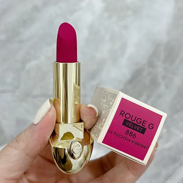 Combo Vỏ Son + Son Guerlain Rouge G Refill Velvet 886 Le Fuchsia Vibrant Màu Hồng Dâu - Son Môi - Vua Hàng Hiệu