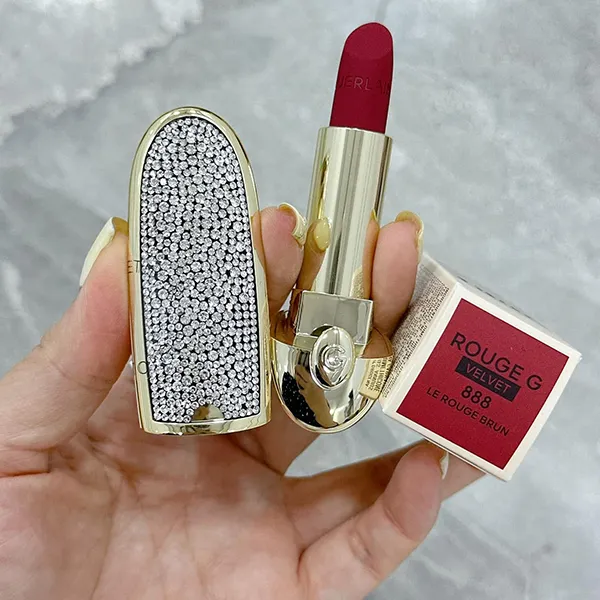 Combo Vỏ Son + Son Guerlain Rouge G Refill Velvet 888 Le Rouge Brun Màu Đỏ Thẫm - Son Môi - Vua Hàng Hiệu