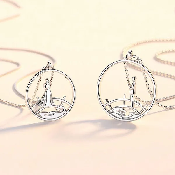 Dây Chuyền Bạc Đôi Lili Jewelry Cô Dâu Và Chú Rể Seward LILI_787994 Màu Bạc