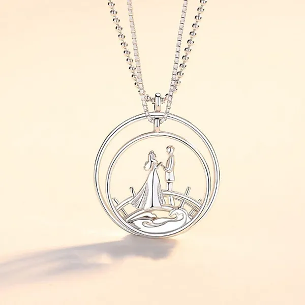 Dây Chuyền Bạc Đôi Lili Jewelry Cô Dâu Và Chú Rể Seward LILI_787994 Màu Bạc
