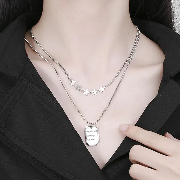 Dây Chuyền Nữ Lili Jewelry 2 Tầng Chuỗi Hạt Xoắn Hình Ngôi Sao 5 Cánh Nemo LILI_834311 Màu Bạc - Trang sức - Vua Hàng Hiệu