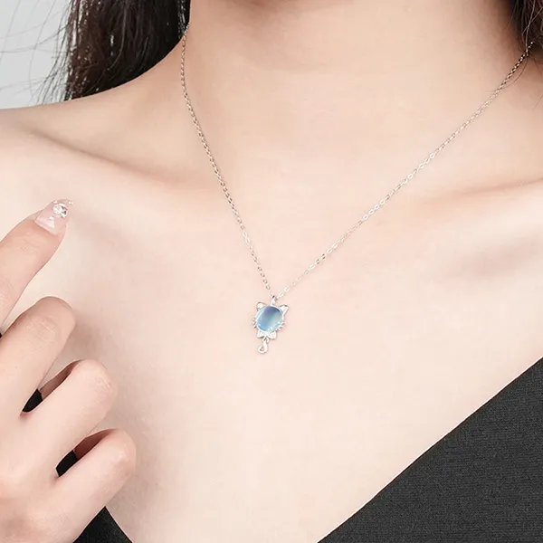 Dây Chuyền Nữ Lili Jewelry Đính Đá CZ Hình Mèo Dễ Thương Zelda LILI_097350 Màu Bạc