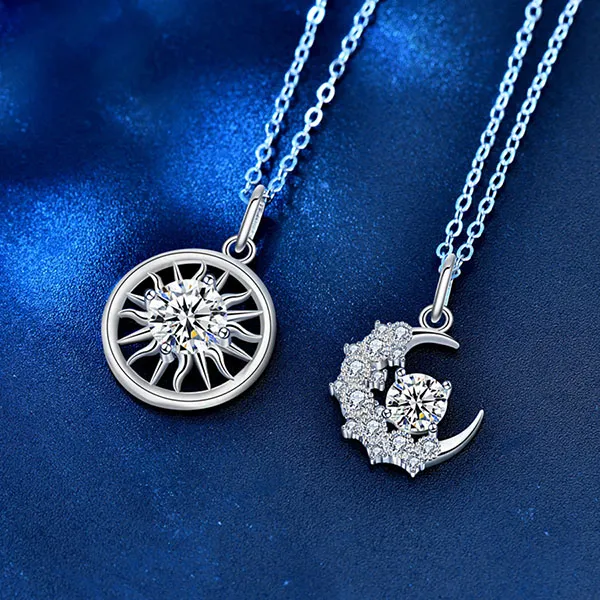 Dây Chuyền Đôi Lili Jewelry Bạc Đính Kim Cương Moissanite Hình Mặt Trăng Và Mặt Trời LILI_055054 Màu Bạc - Trang sức - Vua Hàng Hiệu