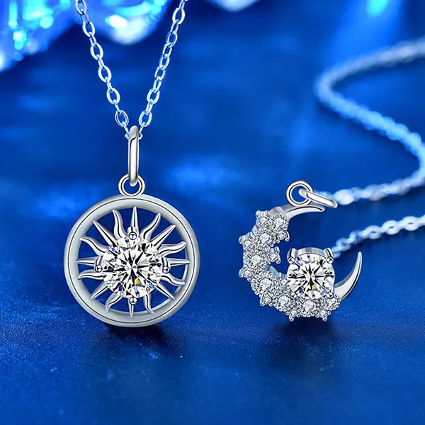 Dây Chuyền Đôi Lili Jewelry Bạc Đính Kim Cương Moissanite Hình Mặt Trăng Và Mặt Trời LILI_055054 Màu Bạc - Trang sức - Vua Hàng Hiệu