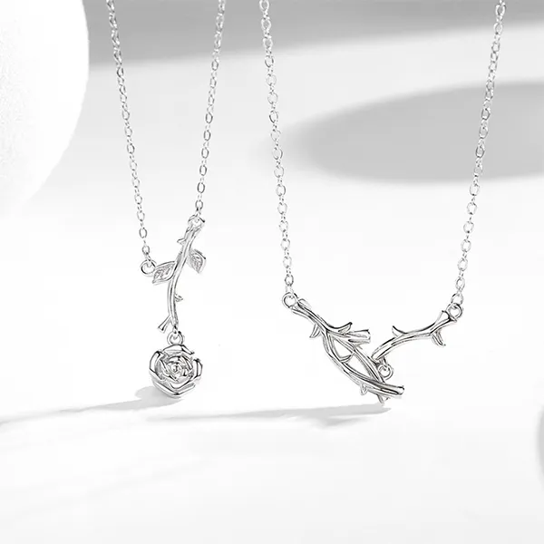 Dây Chuyền Đôi Lili Jewelry Bông Hồng Tình Yêu Rose LILI_123146 Màu Bạc