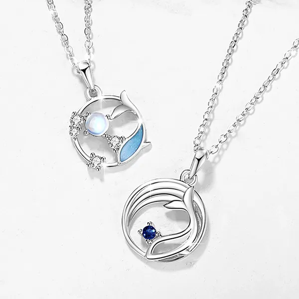 Dây Chuyền Đôi Lili Jewelry Đính Đá CZ Cá Voi Và Biển Adonis LILI_106115 Màu Bạc