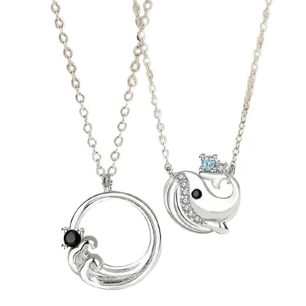 Dây Chuyền Đôi Lili Jewelry Đính Đá CZ Cá Voi Và Biển Lance LILI_099575 Màu Trắng