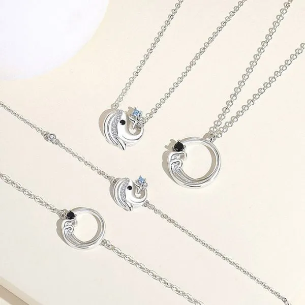 Dây Chuyền Đôi Lili Jewelry Đính Đá CZ Cá Voi Và Biển Lance LILI_099575 Màu Trắng