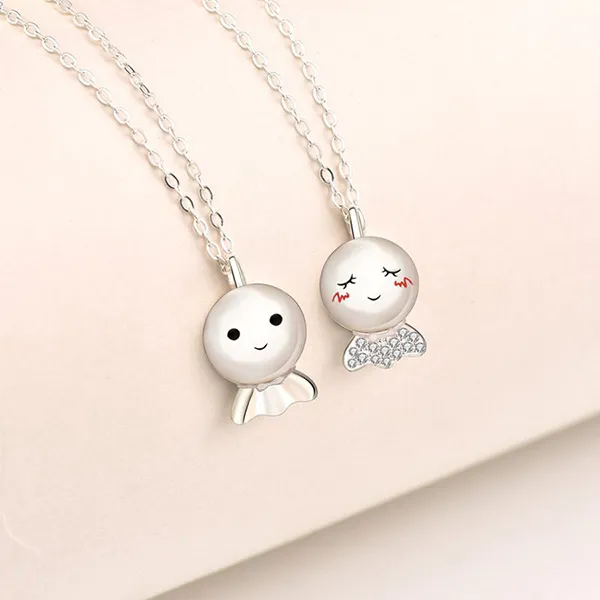 Dây Chuyền Đôi Lili Jewelry Đính Đá CZ Cặp Búp Bê Gọi Nắng LILI_462591 Màu Bạc