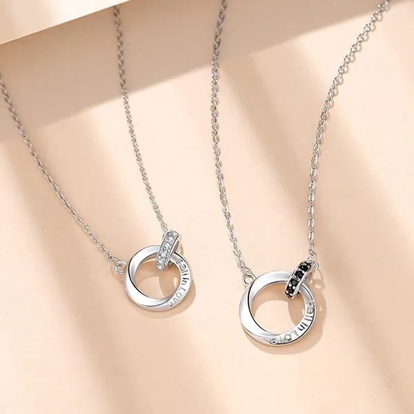 Dây Chuyền Đôi Lili Jewelry Đính Đá CZ Cặp Nhẫn Shanley LILI_489425 Màu Bạc