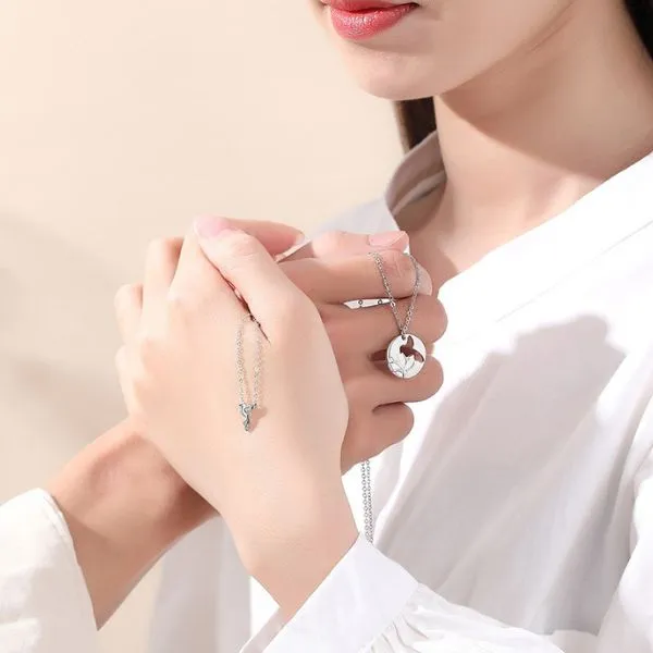 Dây Chuyền Đôi Lili Jewelry Đính Đá CZ Chim Và Cành Cây Dakari LILI_099557 Màu Trắng