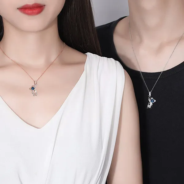 Dây Chuyền Đôi Lili Jewelry Đính Đá CZ Gấu Phi Hành Gia LILI_856729 Màu Bạc/Vàng Hồng