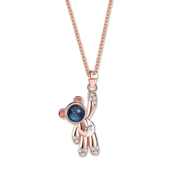 Dây Chuyền Đôi Lili Jewelry Đính Đá CZ Gấu Phi Hành Gia LILI_856729 Màu Bạc/Vàng Hồng