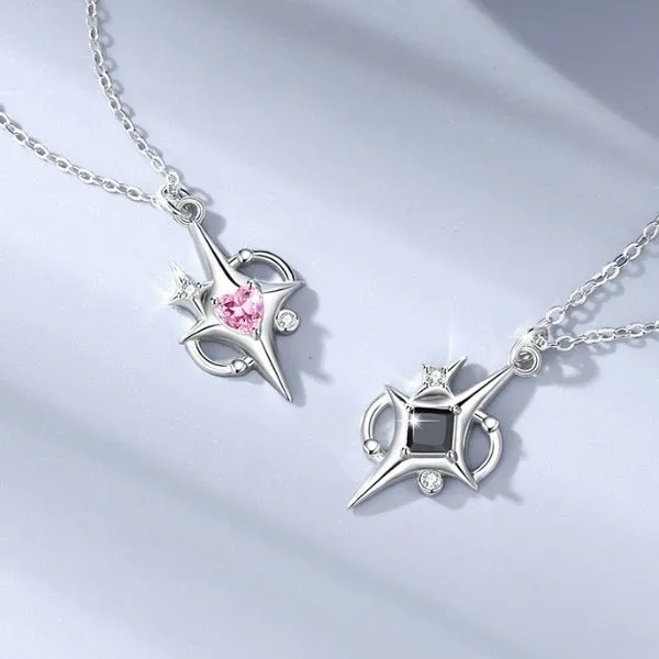 Dây Chuyền Đôi Lili Jewelry Đính Đá CZ Hình Ánh Sao Caden LILI_106109 Màu Đen - Hồng - Trang sức - Vua Hàng Hiệu