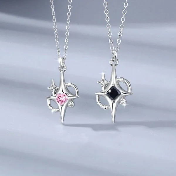Dây Chuyền Đôi Lili Jewelry Đính Đá CZ Hình Ánh Sao Caden LILI_106109 Màu Đen - Hồng - Trang sức - Vua Hàng Hiệu