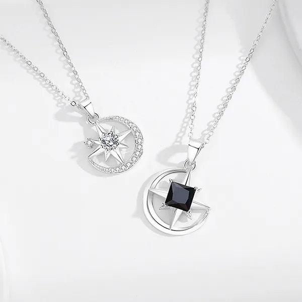 Dây Chuyền Đôi Lili Jewelry Đính Đá CZ Hình Ánh Sao Yehuda LILI_099539 Màu Bạc