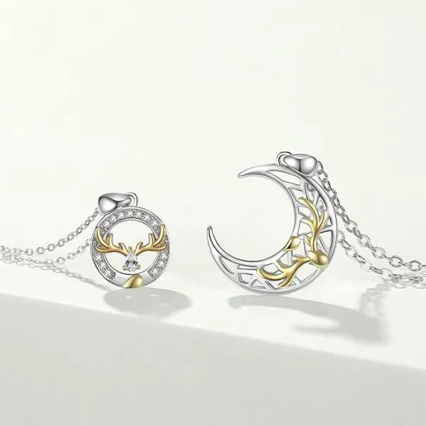 Dây Chuyền Đôi Lili Jewelry Đính Đá CZ Hình Gạc Nai Alvaro LILI_099584 Màu Trắng