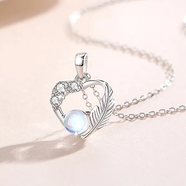 Dây Chuyền Đôi Lili Jewelry Đính Đá CZ Hình Lông Vũ Riley LILI_106126 Màu Bạc