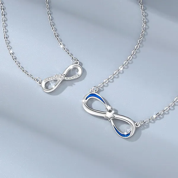 Dây Chuyền Đôi Lili Jewelry Đính Đá CZ Hình Vô Cực Nico LILI_106134 Màu Bạc - Trang sức - Vua Hàng Hiệu