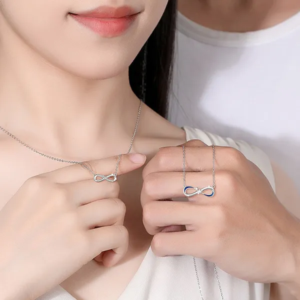 Dây Chuyền Đôi Lili Jewelry Đính Đá CZ Hình Vô Cực Nico LILI_106134 Màu Bạc - Trang sức - Vua Hàng Hiệu
