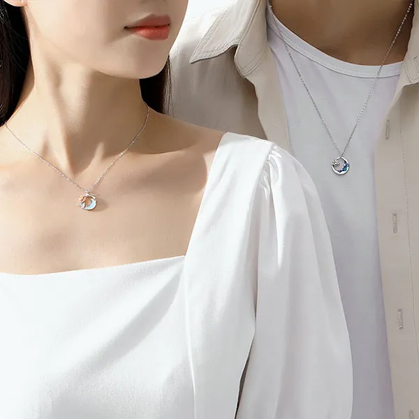 Dây Chuyền Đôi Lili Jewelry Đính Đá CZ Hoa Hồng Và Trời Sao Aidan LILI_106204 Phối Màu - Trang sức - Vua Hàng Hiệu
