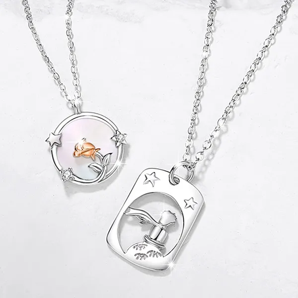 Dây Chuyền Đôi Lili Jewelry Đính Đá CZ Hoàng Tử Và Cành Hồng Kash LILI_106140 Màu Bạc - Trang sức - Vua Hàng Hiệu