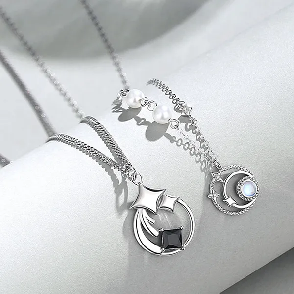 Dây Chuyền Đôi Lili Jewelry Đính Đá CZ Ngôi Sao Tình Yêu Sloane LILI_126154 Màu Bạc