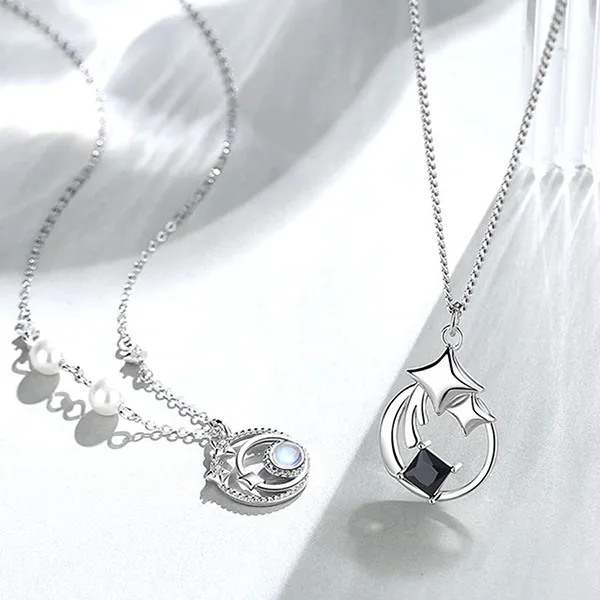 Dây Chuyền Đôi Lili Jewelry Đính Đá CZ Ngôi Sao Tình Yêu Sloane LILI_126154 Màu Bạc