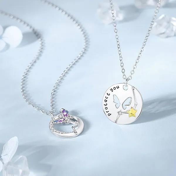 Dây Chuyền Đôi Lili Jewelry Đính Đá CZ Sao Hồ Điệp Tatum LILI_106219 Màu Bạc