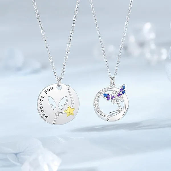 Dây Chuyền Đôi Lili Jewelry Đính Đá CZ Sao Hồ Điệp Tatum LILI_106219 Màu Bạc