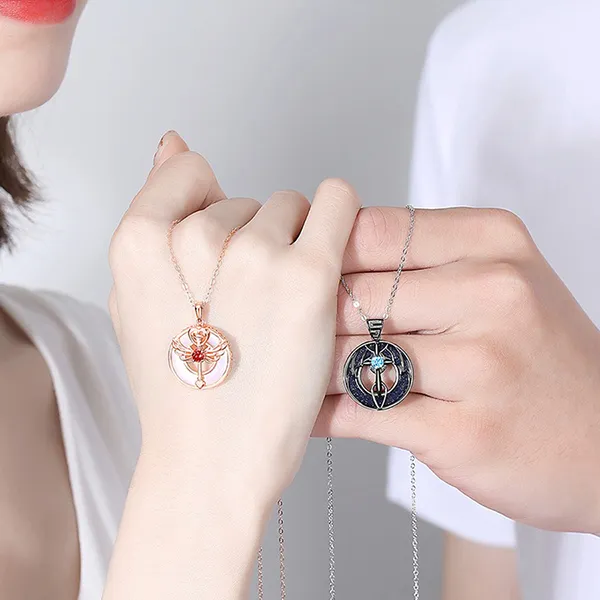 Dây Chuyền Đôi Lili Jewelry Đính Đá CZ Thiên Thần Ác Quỷ Fiona LILI_785717 Phối Màu (Dây Bạc) - Trang sức - Vua Hàng Hiệu