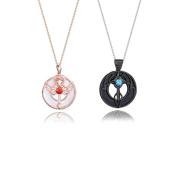 Dây Chuyền Đôi Lili Jewelry Đính Đá CZ Thiên Thần Ác Quỷ Fiona LILI_785717 Phối Màu (Dây Bạc) - Trang sức - Vua Hàng Hiệu