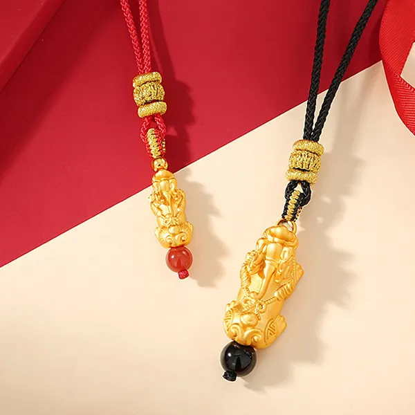 Dây Chuyền Đôi Lili Jewelry Đính Đá Mã Não Hình Tỳ Hưu May Mắn Sienna LILI_126114 Dây Vải) Màu Đen/Đỏ