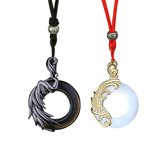 Dây Chuyền Đôi Lili Jewelry Đính Đá Opal Obsidian LILI_979263 Màu Đen/Trắng (Dây Vải)