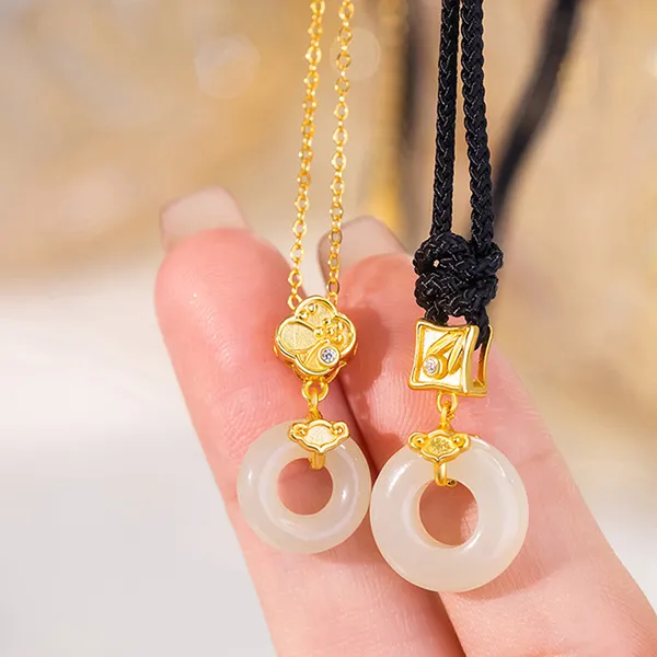 Dây Chuyền Đôi Lili Jewelry Đính Ngọc Bích Hetian Đống Điếu Mary LILI_126122 Màu Đen/Vàng