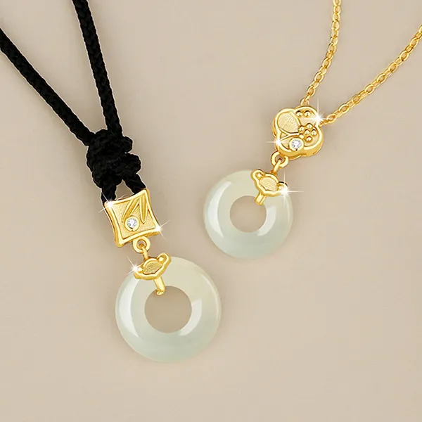 Dây Chuyền Đôi Lili Jewelry Đính Ngọc Bích Hetian Đống Điếu Mary LILI_126122 Màu Đen/Vàng