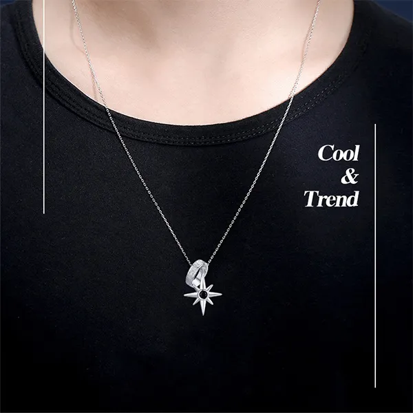 Dây Chuyền Nam Lili Jewelry Ngôi Sao 8 Cánh Jasper LILI_105997 Màu Bạc