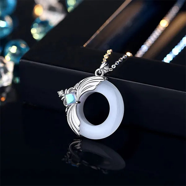 Dây Chuyền Đôi Lili Jewelry Opal Obsidian Princess Prince Dây Bạc LILI_376749 Màu Đen Bạc