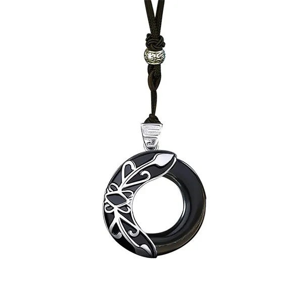 Dây Chuyền Đôi Lili Jewelry Opal Obsidian Princess Prince Dây Sáp LILI_376749 Màu Đen Bạc