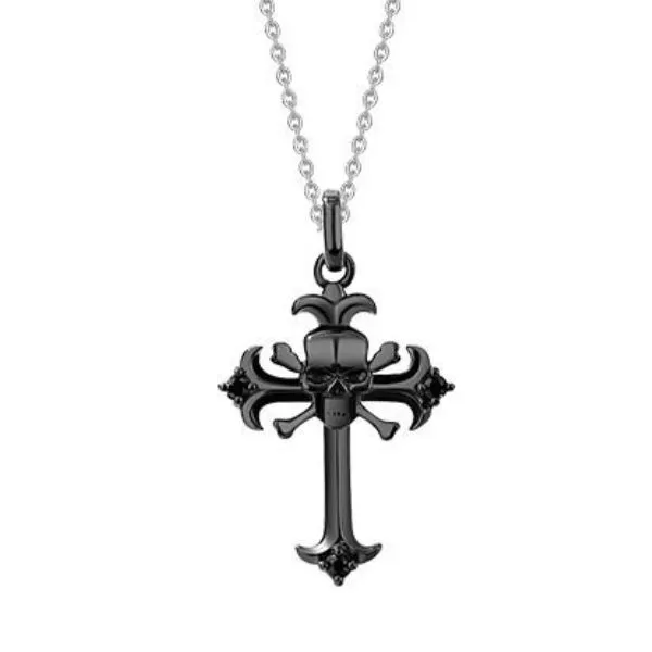 Dây Chuyền Đôi Lili Jewelry Thánh Giá Chữ Thập Đầu Lâu Hoa Hồng LILI_711946 Màu Đen - Hồng