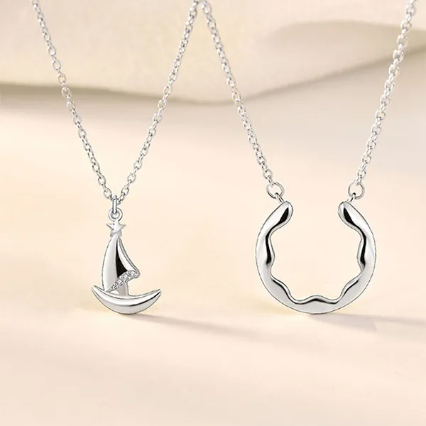 Dây Chuyền Đôi Lili Jewelry Thuyền Và Biển LILI_586836 Màu Bạc