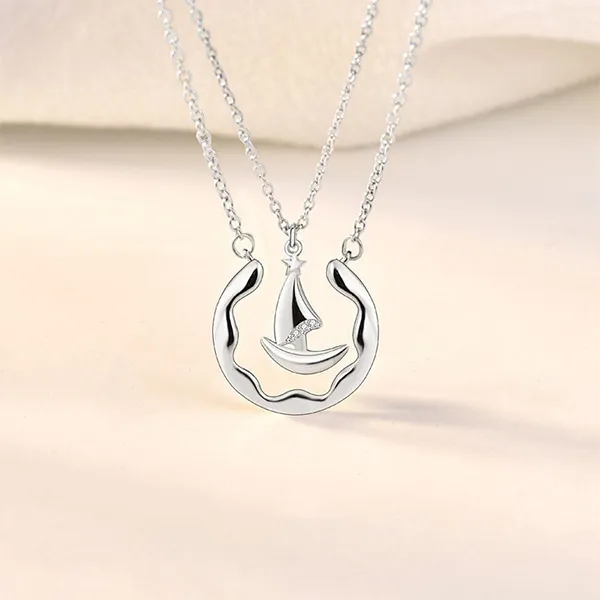 Dây Chuyền Đôi Lili Jewelry Thuyền Và Biển LILI_586836 Màu Bạc
