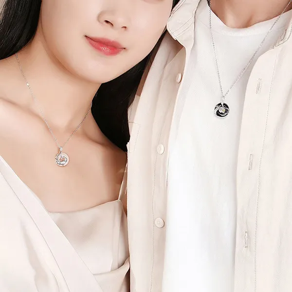 Dây Chuyền Lili Jewelry Đính Đá Mã Não Rồng Và Phượng Walter LILI_106179 Màu Đen - Bạc