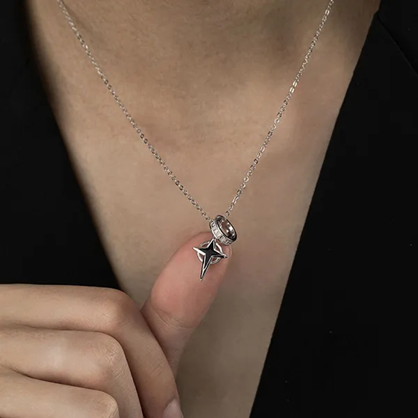 Dây Chuyền Nam Lili Jewelry Bạc Đính Đá CZ Hình Ánh Sao Cassian LILI_131716 Màu Bạc - Trang sức - Vua Hàng Hiệu