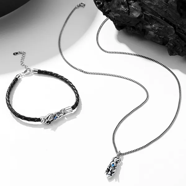 Dây Chuyền Nam Lili Jewelry Bạc Đính Đá CZ Hình Rồng Nathaniel LILI_106024 Màu Bạc - Trang sức - Vua Hàng Hiệu