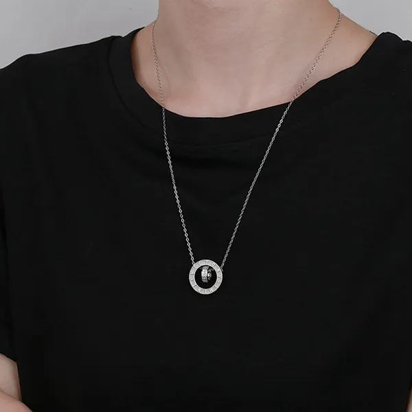 Dây Chuyền Nam Lili Jewelry Bạc Đính Đá CZ Nhẫn Lồng Nhẫn Armando LILI_078626 Màu Bạc