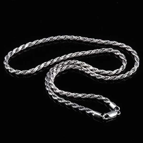 Dây Chuyền Nam Lili Jewelry Bạc Thái Bện Xoắn To Nhỏ LILI_694567 Màu Bạc 3mm Size 45